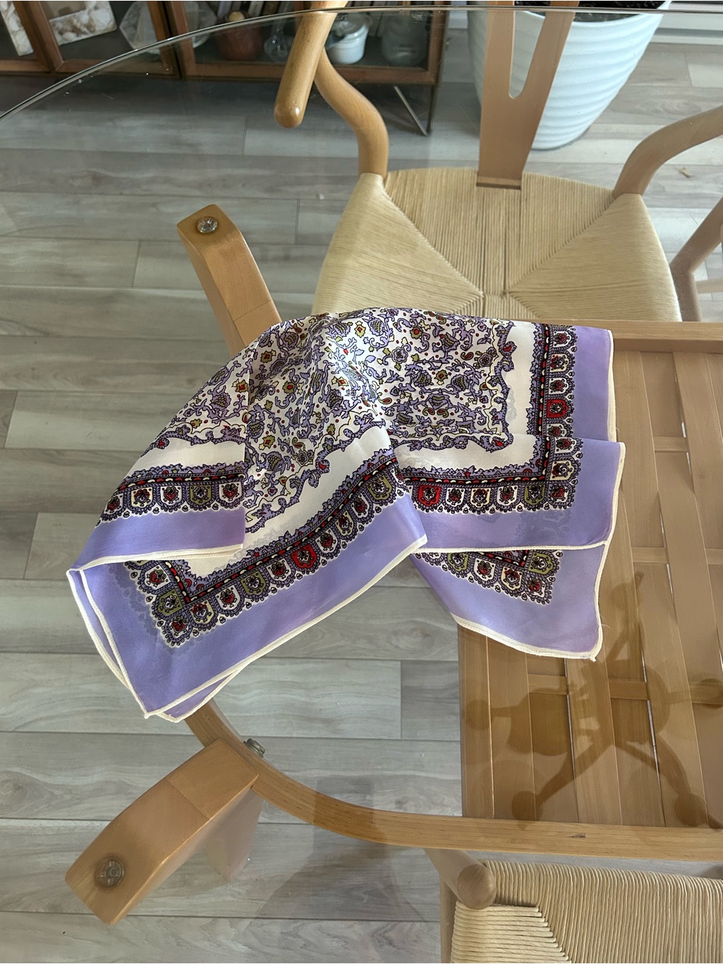 Vintage Floral Border Silk Scarf